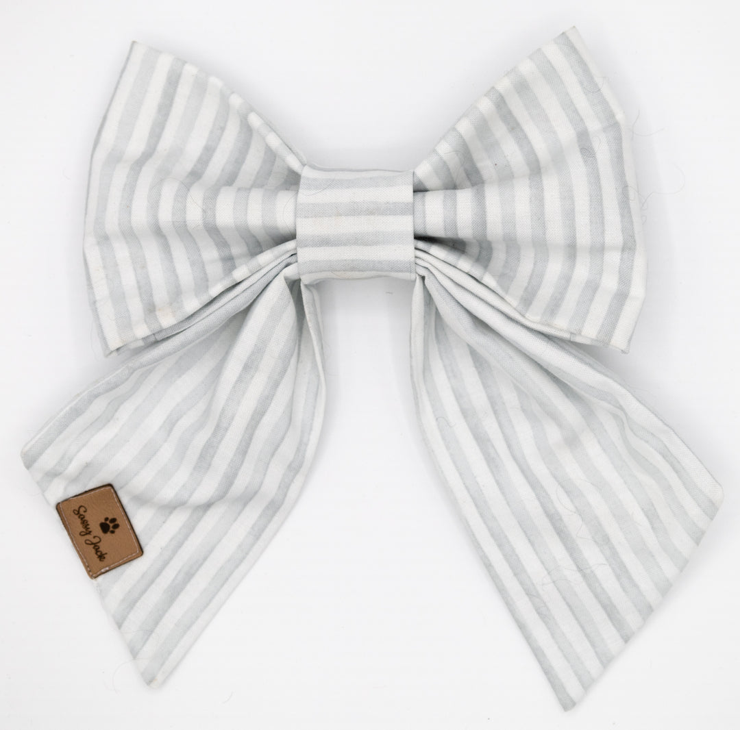 Class Gray and White Stripe Lady Bow