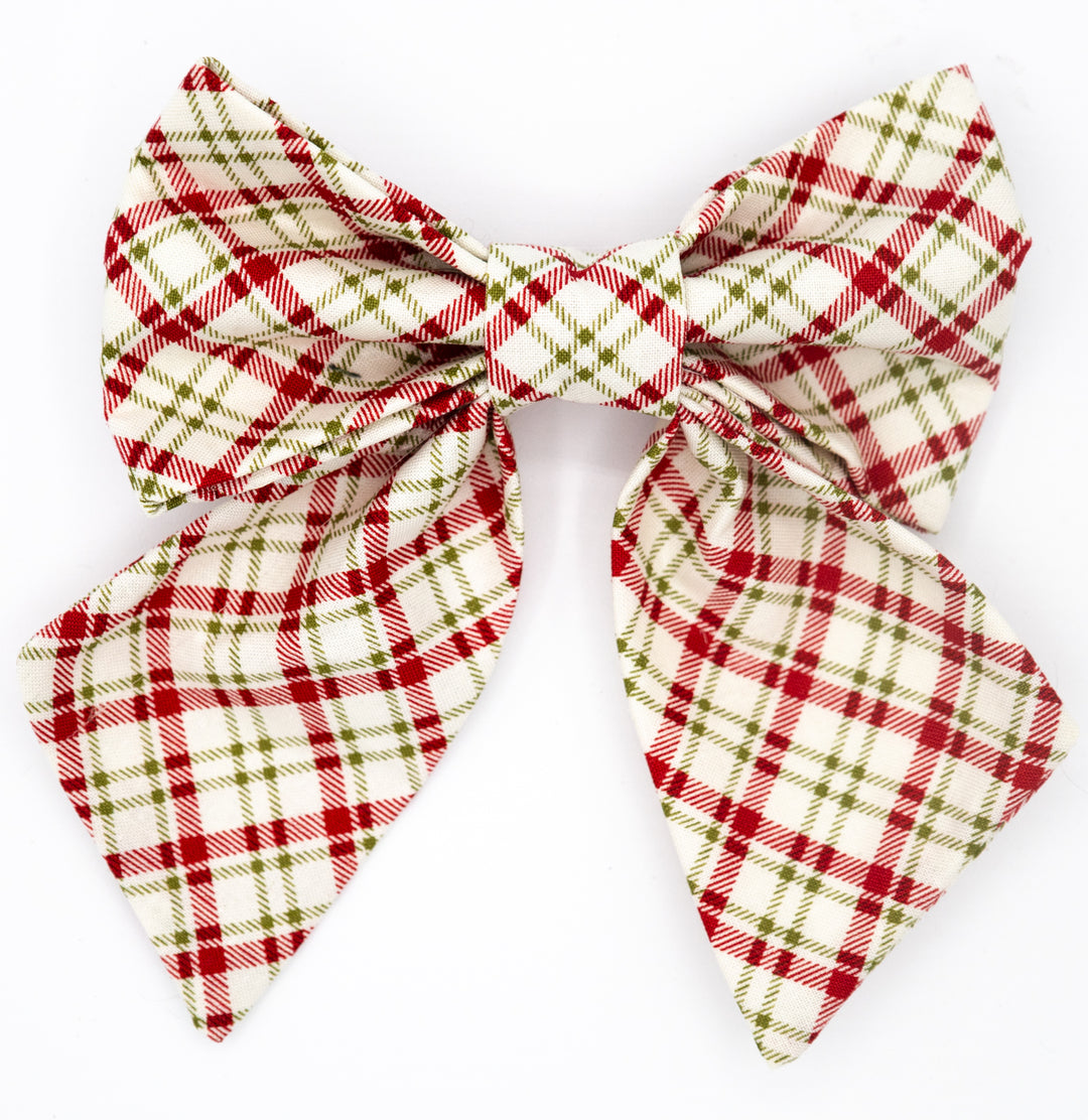 Mistletoe Christmas Plaid Lady Bow