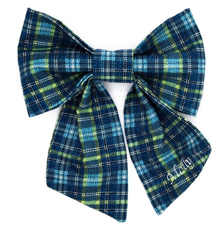 Green & Blue Plaid Lady Bow