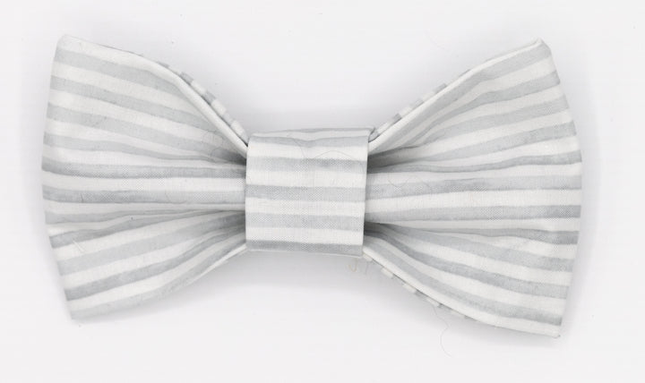 Class Gray and White Stripe Bow Tie