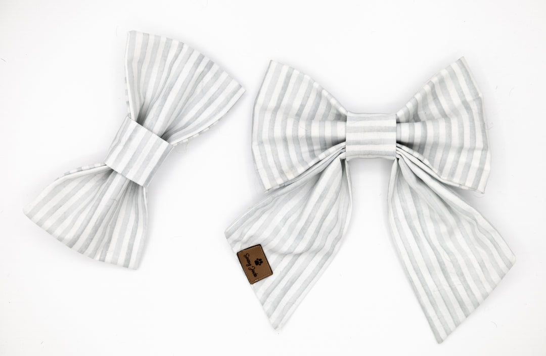 Class Gray and White Stripe Bow Tie