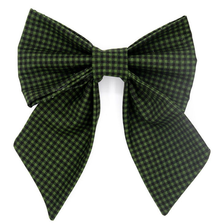 Christmas Tree Green & Black Check Lady Bow