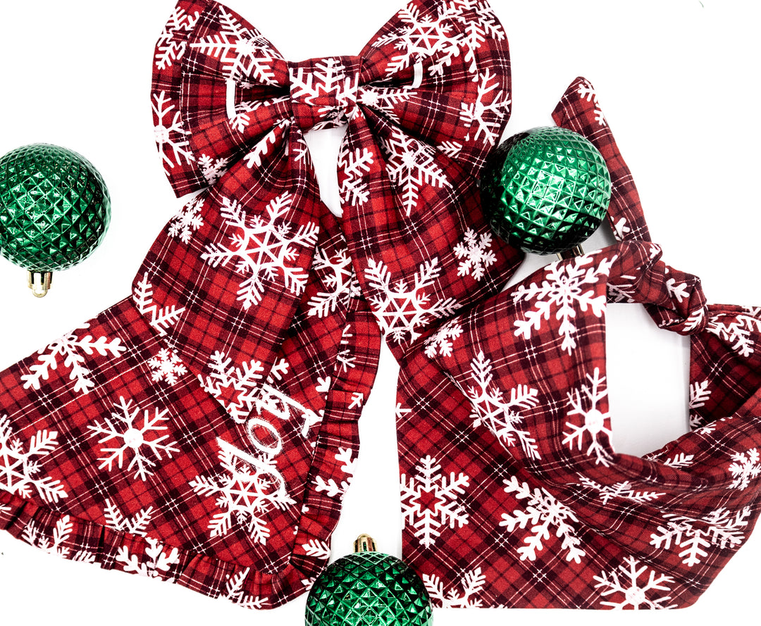 Snowflake Christmas Plaid Lady Bow