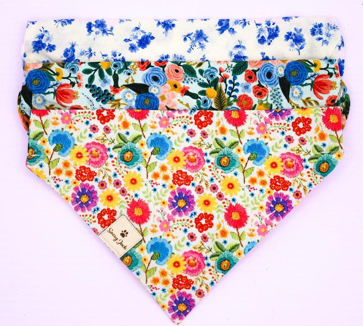 Blue Floral Springtime Dog Bandana